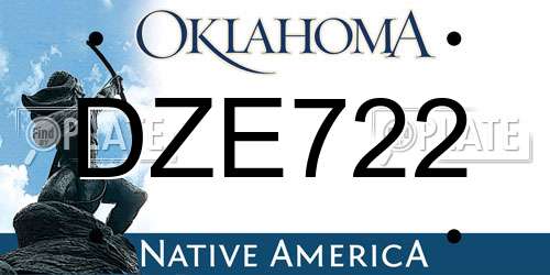 DZE722 Oklahoma License Plate