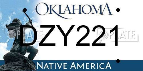 DZY221 Oklahoma License Plate