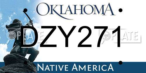 DZY271 Oklahoma License Plate