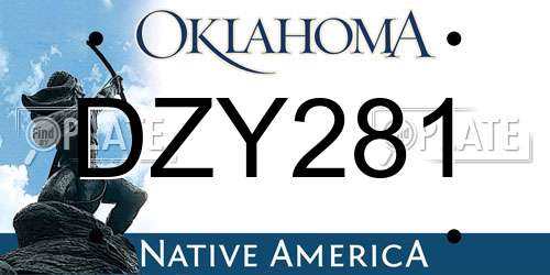 DZY281 Oklahoma License Plate