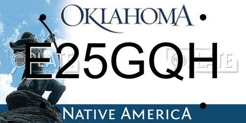 E25GQH Oklahoma License Plate