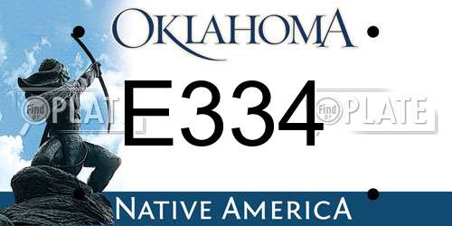 E334 Oklahoma License Plate