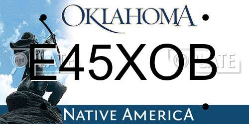 E45XOB Oklahoma License Plate
