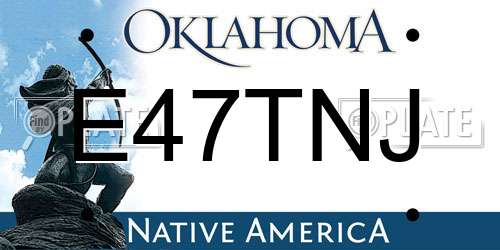 E47TNJ Oklahoma License Plate