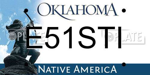 E51STI Oklahoma License Plate