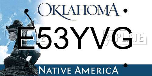 E53YVG Oklahoma License Plate