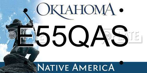 E55QAS Oklahoma License Plate