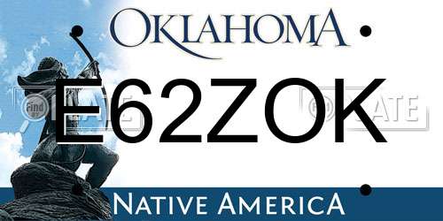E62ZOK Oklahoma License Plate