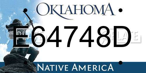 E64748D Oklahoma License Plate