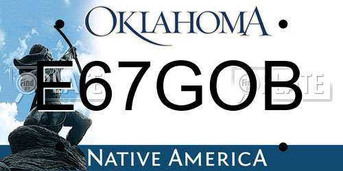 E67GOB Oklahoma License Plate