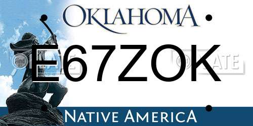 E67ZOK Oklahoma License Plate