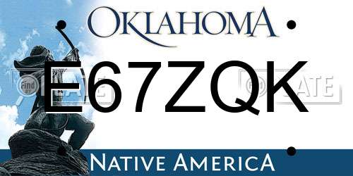 E67ZQK Oklahoma License Plate