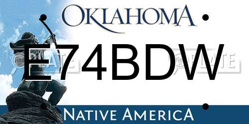 E74BDW Oklahoma License Plate