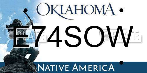 E74SOW Oklahoma License Plate