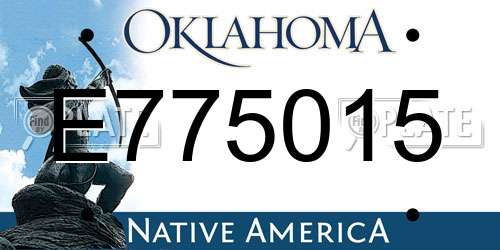 E775015 Oklahoma License Plate