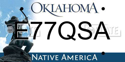E77QSA Oklahoma License Plate