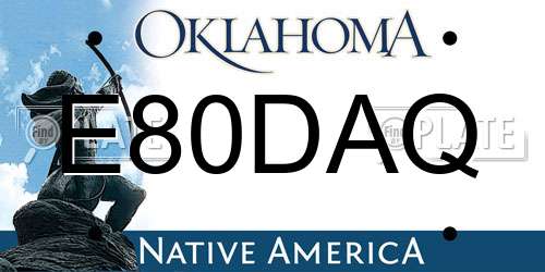E80DAQ Oklahoma License Plate