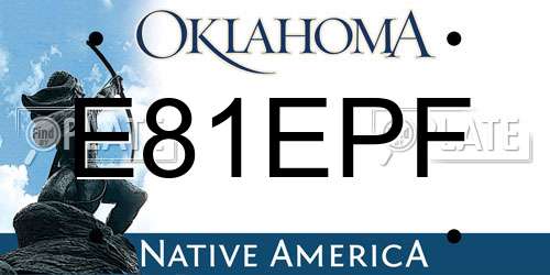 E81EPF Oklahoma License Plate