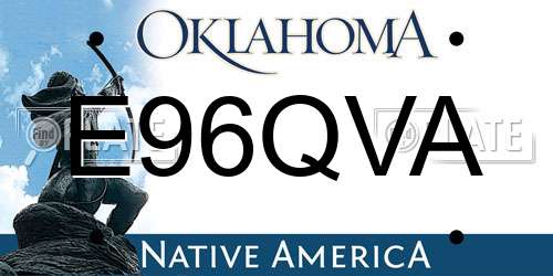E96QVA Oklahoma License Plate