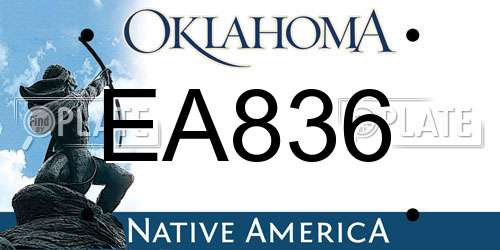 EA836 Oklahoma License Plate
