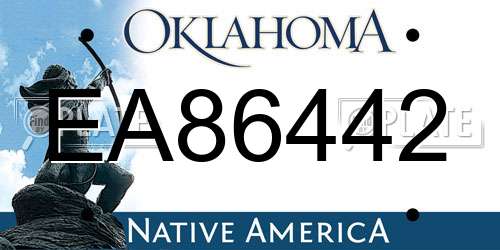 EA86442 Oklahoma License Plate