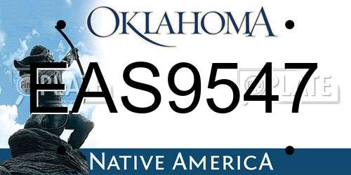 EAS9547 Oklahoma License Plate