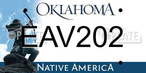 EAV202 Oklahoma License Plate