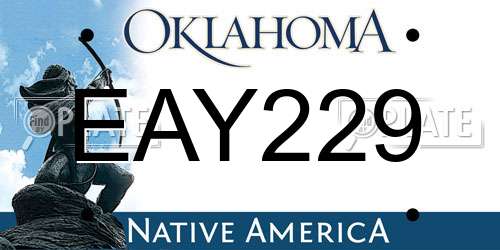 EAY229 Oklahoma License Plate