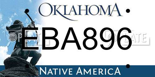 EBA896 Oklahoma License Plate