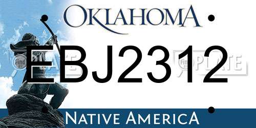 EBJ2312 Oklahoma License Plate