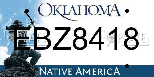 EBZ8418 Oklahoma License Plate