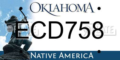 ECD758 Oklahoma License Plate