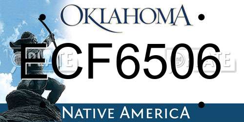ECF6506 Oklahoma License Plate