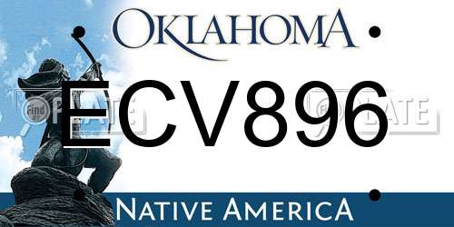 ECV896 Oklahoma License Plate