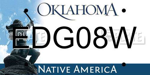 EDG08W Oklahoma License Plate