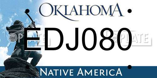 EDJ080 Oklahoma License Plate