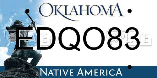 EDQO83 Oklahoma License Plate