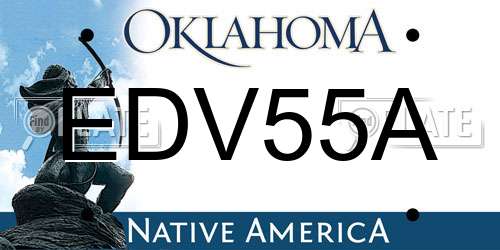 EDV55A Oklahoma License Plate