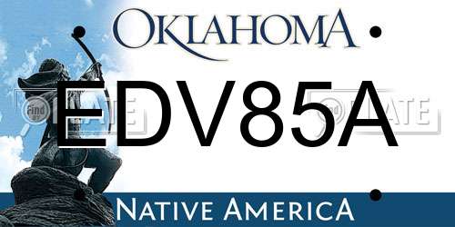 EDV85A Oklahoma License Plate
