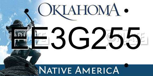 EE3G255 Oklahoma License Plate