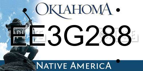EE3G288 Oklahoma License Plate