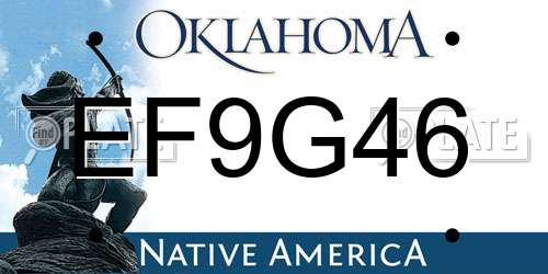 EF9G46 Oklahoma License Plate