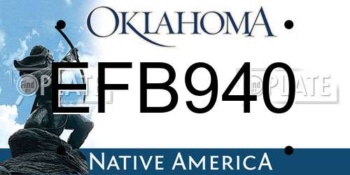 EFB940 Oklahoma License Plate