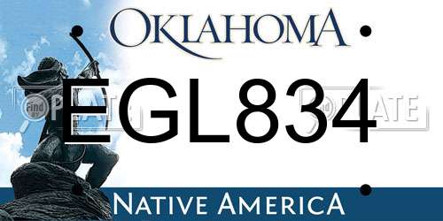 EGL834 Oklahoma License Plate