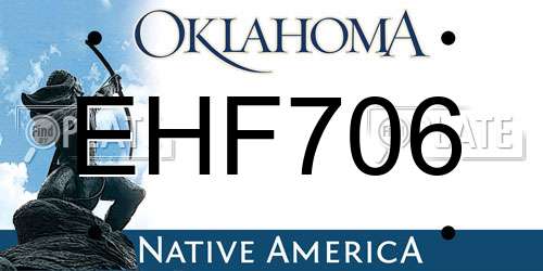 EHF706 Oklahoma License Plate