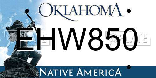 EHW850 Oklahoma License Plate