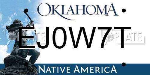 EJ0W7T Oklahoma License Plate