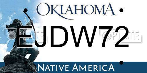 EJDW72 Oklahoma License Plate