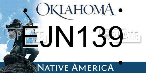 EJN139 Oklahoma License Plate