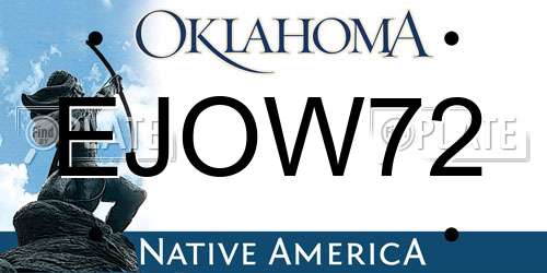 EJOW72 Oklahoma License Plate
